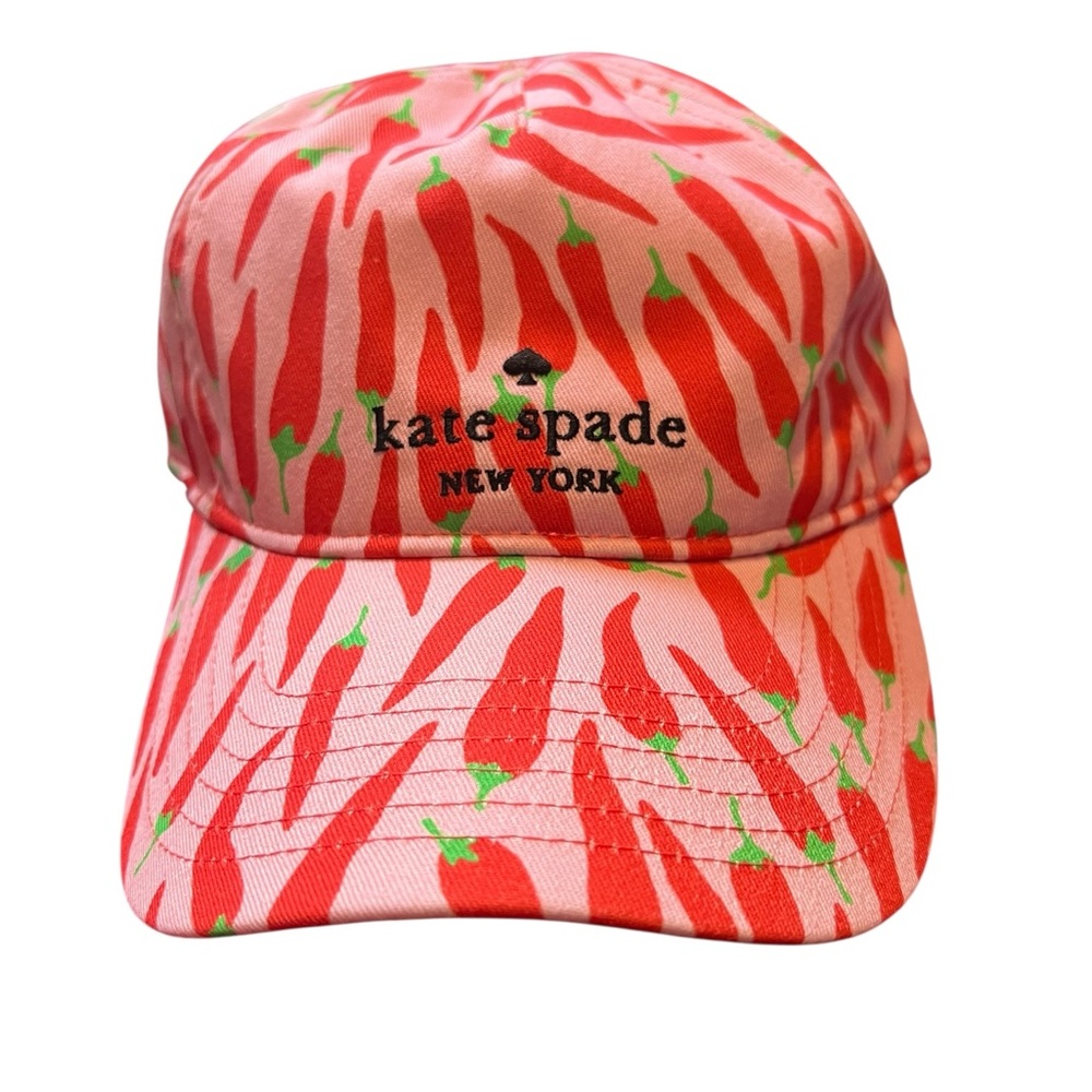 Kate Spade Pink and Red Pepper Print Cap